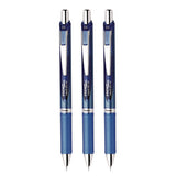 Energel Rtx Deluxe Gel Pen, Retractable, Fine 0.5 Mm, Blue Ink, Blue/silver Barrel, 3/pack