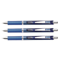 Energel Rtx Deluxe Gel Pen, Retractable, Fine 0.5 Mm, Blue Ink, Blue/silver Barrel, 3/pack