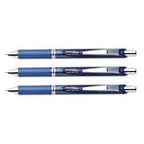 Energel Rtx Deluxe Gel Pen, Retractable, Fine 0.5 Mm, Blue Ink, Blue/silver Barrel, 3/pack