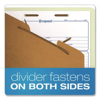 Reinforced Pressboard Classification Folders, 1.75" Expansion, 1 Divider, 4 Fasteners, Letter Size, Green Exterior, 10/box