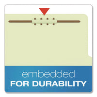 Reinforced Pressboard Classification Folders, 1.75" Expansion, 1 Divider, 4 Fasteners, Letter Size, Green Exterior, 10/box