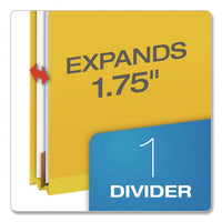 Reinforced Pressboard Classification Folders, 1.75" Expansion, 1 Divider, 4 Fasteners, Letter Size, Yellow Exterior, 10/box