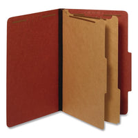 Reinforced Pressboard Classification Folders, 2.5" Expansion, 2 Dividers, 6 Fasteners, Legal Size, Red Exterior, 10/box