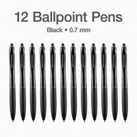 Pentonic Retractable Ballpoint Pen, Fine 0.7 Mm, Black Ink, Black Barrel, 12/pack