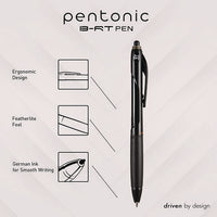 Pentonic Retractable Ballpoint Pen, Fine 0.7 Mm, Black Ink, Black Barrel, 12/pack