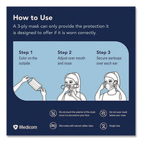 Three-ply Disposable Face Mask, Paper, One Size Fits Most, 50/box