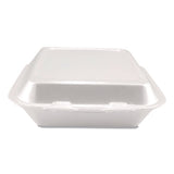 Foam Hinged Lid Containers, 3-compartment, 7.56 X 8.25 X 2.38, White, Foam, 200/carton