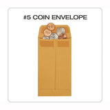 Redi-seal Coin And Small Parts Envelope, #5, Square Flap, Redi-seal Adhesive Closure, 3.13 X 5.25, Brown Kraft, 500/box