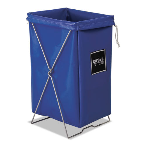 Hamper, Hamper Bag And Stand, 30 Gal, 15w X 16d X 30h, Steel/vinyl, Blue