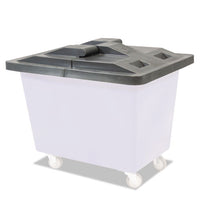 Poly Hinged Lids, 6 Bushel, Polyethylene/steel, Gray