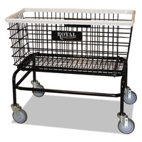 Large Wire Laundry Cart, Metal, 19" X 15.75" X 33.5", Black