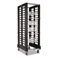 End Loader Rack For Food Boxes And Sheet Pans, 18 Rack, Plastic, 23.75" X 28.75" X 67.88", Black