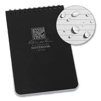 All-weather Wire-o Notepad, Universal: Narrow Rule And Quadrille Rule, Black Cover, 50 White 4 X 6 Sheets