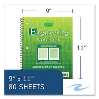 Wirebound Engineering Notebook, 20 Lb Paper Stock, Green Cover, 80-green 11 X 8.5 Sheets, 24/ct, Ships In 4-6 Business Days
