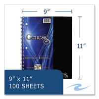 Genesis Notebook, 1-subject, Medium/college Rule, Randomly Asst Cover Color, (100) 11x9 Sheets, 12/ct, Ships In 4-6 Bus Days
