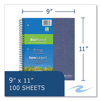 Earthtones Biobased  2 Subject Notebook, Med/college Rule, Random Asst Covers, (100) 11x9 Sheets, 24/ct,ships In 4-6 Bus Days