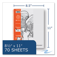 Whitelines Notebook, Medium/college Rule, Gray/orange Cover, (70) 8.5 X 11 Sheets, 12/carton, Ships In 4-6 Business Days