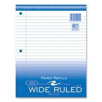 Loose Leaf Paper, 8 X 10.5, 3-hole Punched, Wide Rule, White, 100 Sheets/pack, 48 Packs/carton, Ships In 4-6 Business Days