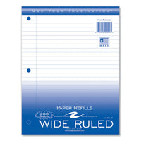 Loose Leaf Paper, 8 X 10.5, 3-hole Punched, Wide Rule, White, 200 Sheets/pack, 24 Packs/carton , Ships In 4-6 Business Days