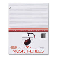 Music Filler Paper, 3-hole, 8.5 X 11, Music Transcription Format, 20 Sheets/pack, 24 Packs/carton, Ships In 4-6 Business Days
