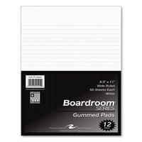 Boardroom Gummed Pad, Wide Rule, 50 White 8.5 X 11 Sheets, 72/carton, Ships In 4-6 Business Days