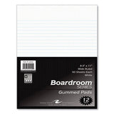 Boardroom Gummed Pad, Wide Rule, 50 White 8.5 X 11 Sheets, 72/carton, Ships In 4-6 Business Days