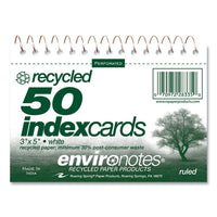 Environotes Wirebound Recycled Index Cards, Narrow Rule, 3 X 5, White, 50 Cards, 24/carton, Ships In 4-6 Business Days