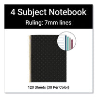 Mr M Fashion Notebook, 4-subject, Med/college Rule, Black Dots Cover, (120) 11 X 8.5 Sheets, 5/ct, Ships In 4-6 Business Days