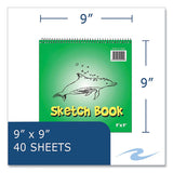 Kids Sketch Notepad, Green Cover, 40 White 9 X 9 Sheets, 12/carton, Ships In 4-6 Business Days