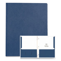 Pocket Folder With 3 Fasteners, 0.5" Capacity, 11 X 8.5, Dark Blue, 25/box, 10 Boxes/carton, Ships In 4-6 Business Days