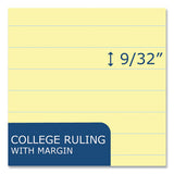 Wide Landscape Format Writing Pad, Medium/college Rule, 40 Canary 11 X 9.5 Sheets, 18/carton, Ships In 4-6 Business Days