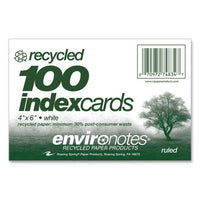 Environotes Recycled Index Cards, Narrow Ruled, 4 X 6, White, 100 Cards, 36/carton, Ships In 4-6 Business Days