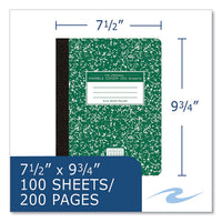 Hardcover Composition Book, Quadrille 5 Sq/in Rule, Green Marble Cover, (100) 9.75 X 7.5 Sheet, 24/ct, Ships In 4-6 Bus Days