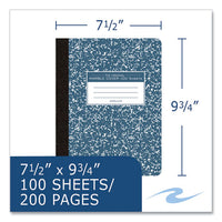 Hardcover Marble Composition Book, Unruled, Blue Marble Cover, (100) 9.75 X 7.5 Sheets, 24/carton, Ships In 4-6 Business Days
