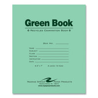 Recycled Exam Book, Wide/legal Rule, Green Cover, (8) 8.5 X 7 Sheets, 600/carton, Ships In 4-6 Business Days