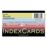 Colored Index Cards, 3 X 5, Assorted Colors, 100/pack, 36 Packs/carton, Ships In 4-6 Business Days
