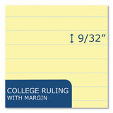 Stiff-back Pad, Medium/college Rule, 100 Canary 8.5 X 11 Sheets, 36/carton, Ships In 4-6 Business Days