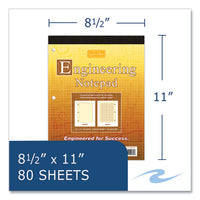 Covered Engineering Pad, 5 Sq/in Quadrille Rule, 80 Buff 8.5 X 11 Sheets, 24/carton, Ships In 4-6 Business Days