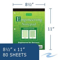 Covered Engineering Pad, 5 Sq/in Quadrille Rule, 80 Green 8.5 X 11 Sheets, 24/carton, Ships In 4-6 Business Days