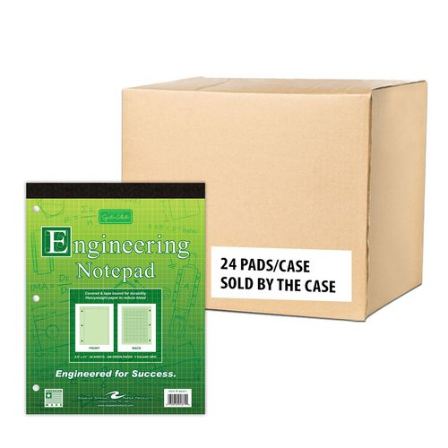 Covered Engineering Pad, 5 Sq/in Quadrille Rule, 80 Green 8.5 X 11 Sheets, 24/carton, Ships In 4-6 Business Days