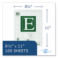 Engineer Pad, (0.5" Margins), Quad Rule (5 Sq/in, 1 Sq/in) 100 Lt Green 8.5x11 Sheets/pad, 24/ct, Ships In 4-6 Business Days