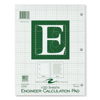 Engineer Pad, (0.5" Margins), Quad Rule (5 Sq/in, 1 Sq/in) 100 Lt Green 8.5x11 Sheets/pad, 24/ct, Ships In 4-6 Business Days