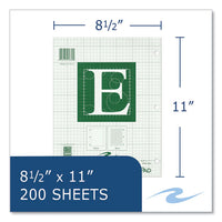 Engineer Pad, (0.5" Margins), Quad Rule (5 Sq/in, 1 Sq/in), 200 Lt Green 8.5x11 Sheets/pad, 12/ct, Ships In 4-6 Business Days