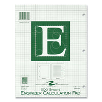Engineer Pad, (0.5" Margins), Quad Rule (5 Sq/in, 1 Sq/in), 200 Lt Green 8.5x11 Sheets/pad, 12/ct, Ships In 4-6 Business Days