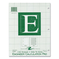 Engineer Pad, (1.25" Margin), Quad Rule (5 Sq/in, 1 Sq/in), 100 Lt Green 8.5x11 Sheets/pad, 24/ct, Ships In 4-6 Business Days