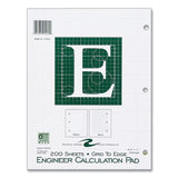Engineer Pad, (1.25" Margin), Quad Rule (5 Sq/in, 1 Sq/in), 200 Lt Green 8.5x11 Sheets/pad, 12/ct, Ships In 4-6 Business Days