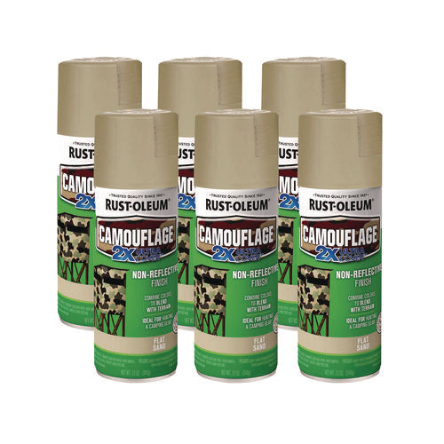 Camouflage Spray Paint, Flat Sand, 12 Oz Aerosol Can, 6/carton