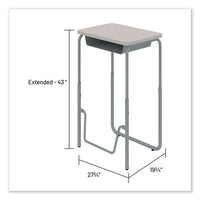 Alphabetter 2.0 Height-adjust Student Desk W/pendulum Bar, 27.75 X 19.75 X 29 To 43, Pebble Gray, Ships In 1-3 Business Days