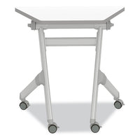 Learn Nesting Trapezoid Desk, 32.83" X 22.25" To 29.5", White/silver, Ships In 1-3 Business Days