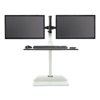 Soar Electric Desktop Sit/stand Dual Monitor Arm, For 27" Monitors, White, Supports 10 Lbs, Ships In 1-3 Business Days
